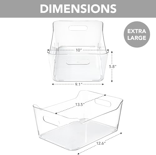 Tiawudi 4 Pack Plastic Storage Bins, Extra Large Pantry Organizer, 13.5" x 10" Clear Storage Containers and Organizer Bins, Multi-Use Bins for Home, Kitchen, Closet and Cabinet - Image 2