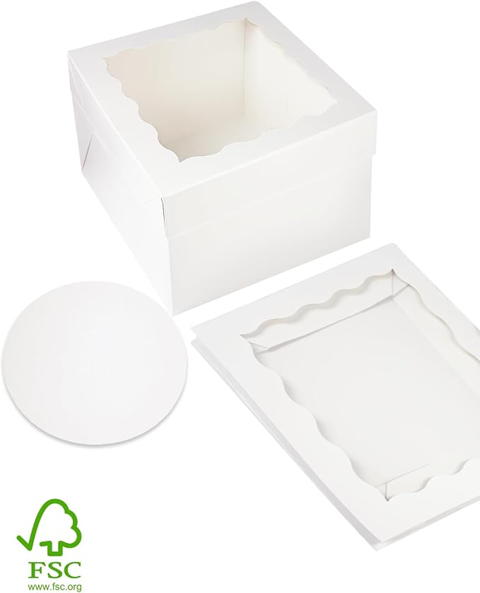 qiqee White 12"x12"x8" Cake Box 36Pcs, 12" White Cake Round Boards 36Pcs, for Cake, Treat Cookie Dessert, Pastry, Birthday Party - Image 2