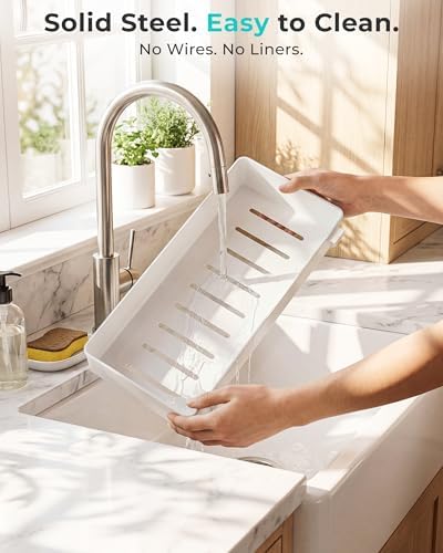 EVERIE Metal Pull Out Slide Shelf Organizer for Framed or Frameless Under Sink CabinetsOrganization in Kitchen, Bathroom, Counter, Cabinets (White, 1 Set) - Image 5