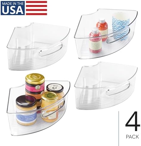 iDesign Plastic Lazy Susan Cabinet Storage Bin, 1/4 Wedge Container for Kitchen, Pantry, Counter, BPA-Free, 12.5 in x 6.75in x 4in Set of 4, Clear - Image 2