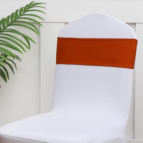 Terracotta Chair Sashes 50 Pack, Burnt Orange Spandex Chairs Sashes for Halloween Wedding, Birthday, Party Decor, Sashes for Folding Chair Covers. - Image 4