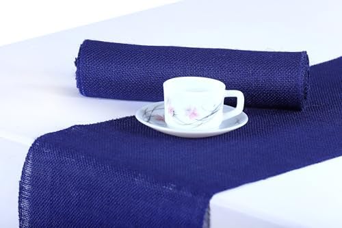 MDS® Pack of 25 Natural Burlap Table Runner, 12 x 108 Inch, Jute Rustic Farmhouse Boho Table Decor for Wedding Reception, Dining Table, Bridal Shower, Baby Shower & Party Decorations - Royal Blue by MDS