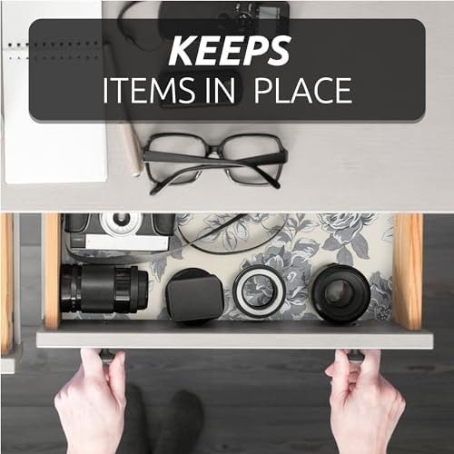 12X120 Inch Shelf Liner for Kitchen Cabinets, PVC Drawer Liner for Dresser Non-Slip Bathroom, Non-Adhesive Cabinet Liner Washable (Black Flower)(4 Roll) - Image 6