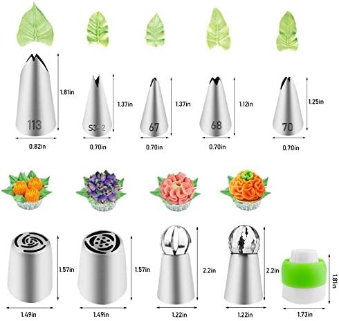 NANASO 20 PCS Stainless Steel Russian Piping Nozzles Set, Silver, Icing-tips for Cakes Cookies Decoration - Image 2