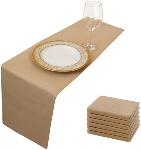 6 Pack Burlap Table Runners 12x108 Inch - Natural Jute Rustic Farmhouse Table Runner Decor for Western Wedding, Farmhouse Party, Holiday & Kitchen Coffee Table (Brown, 12x108 6PC) by Unknown