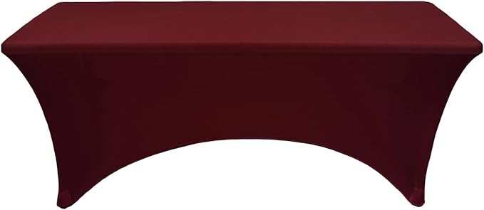 YOUR CHAIR COVERS Rectangular Spandex Table Covers 6ft Fitted Tablecloth Wedding Event Patio Decorations Elastic Fabric Stretch Tables Cover for 6 ft Folding Table (Burgundy) - Image 2