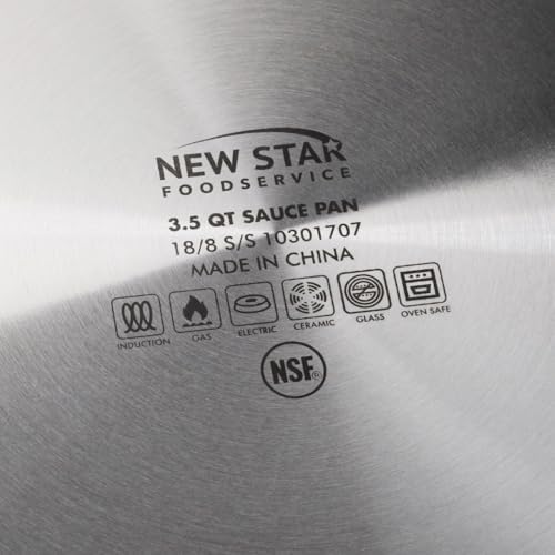New Star Foodservice 3.5 Qt Stainless Steel Sauce Pan with Cover, 18/8 Stainless Steel, 4.3-Inch Depth - Image 4