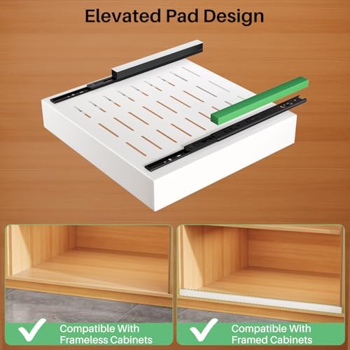 2Pack Pull out Cabinet Organizer, 21"Deep, Heavy Duty Full-extension Slide out Drawers for Kitchen Cabinet, Roll out Shelf Storage with Nano Adhesive for Pots, Bathroom, Pantry, Home, White - Image 3