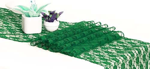 MDS Pack of 25 Wedding 12 x 108 inches Lace Table Runner for Wedding, Decorations for Birthday Parties, Banquets, Graduations, Engagements, and Runners fit Rectangle Round Table - Hunter Green - Image 2