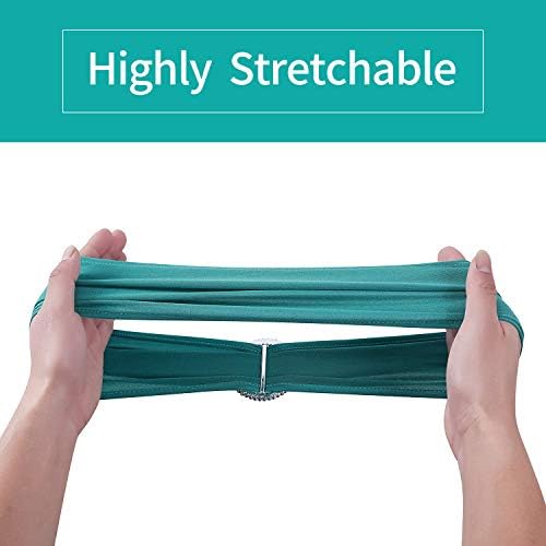 Peomeise 25pcs Turquoise Spandex Chair Sashes with Buckle Slider for Wedding, Party Decoration - Image 6