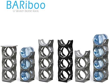 Bariboo Stackable Water Bottle Storage Rack Best Water Jugs 5 Gallon Organizer. Jug Holder for Kitchen, Cabinet and Office Organizing. Reinforced Polypropylene (Black, 4 No Shelf) - Image 6