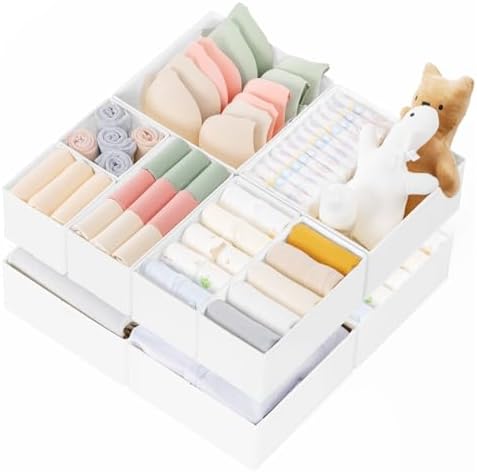 Criusia Drawer Organizer Clothes, 10 Pack Dresser Organizer for Baby Clothes, Underwear, Sock- Foldable Closet Organization and Storage Dividers Bins for Nursery, Bedroom (White) by Criusia
