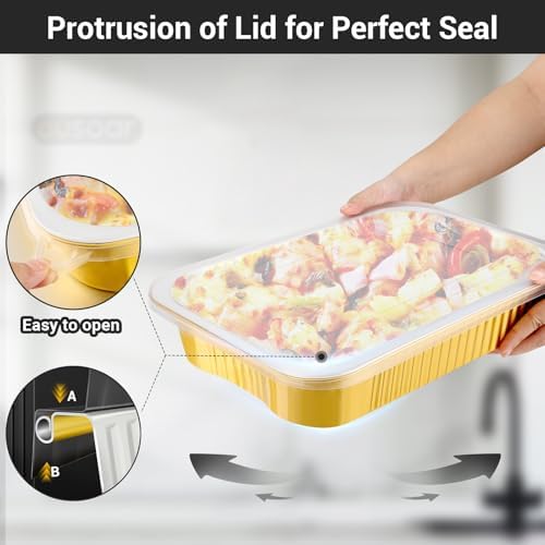 EUSOAR Foil Pans with Lids, 12pack 123oz Small Disposable Aluminum Foil Loaf Cake Pan Holder Tin, Heavy Duty Catering Party Meal Prep Freezer Drip Pans for Microwave Oven Safe Cooking,Baking,Heating - Image 4