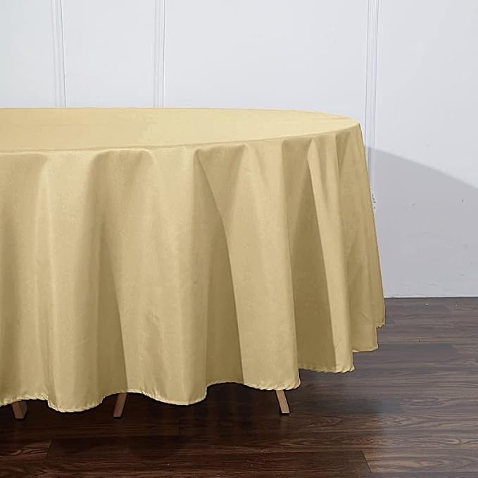 Balsa Circle 6 pcs 108 inch Champagne Round Polyester Tablecloths Fabric Table Cover Linens for Wedding Party Banquet Reception Events Kitchen Dining - Image 5