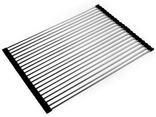 HOUZER RO-2000 - Stainless Steel Rolling Mat for All Kitchen Sinks, Multipurpose Rack for Drying Dishes, Washing Fruit, or Holding Utensils, Durable Sink Accessory by Houzer