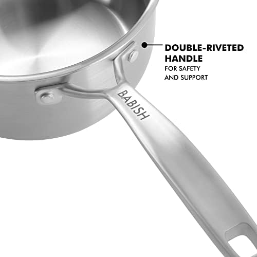 Babish Stainless Steel Saucepan 3.5 Quart Triply Professional Grade Cookware Durable Even Heat Distribution Sauce Pan with Handle for Cooking Boiling Sauces Soups and Everyday Kitchen Use - Image 4
