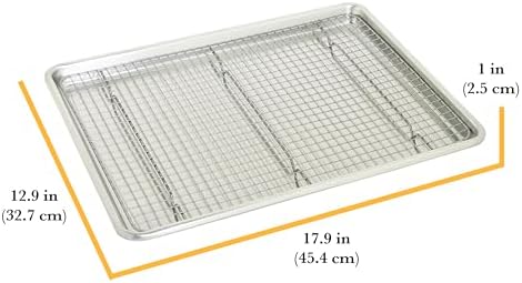 Chigcago Metallic Recyled Aluminum Large Baking Sheet And Rack Set, Made From Recycled Alumunim, Great For Everyday Use, Includes Wired Rack Perfect For Cooling Food Evenly (Pack of 2) - Image 3