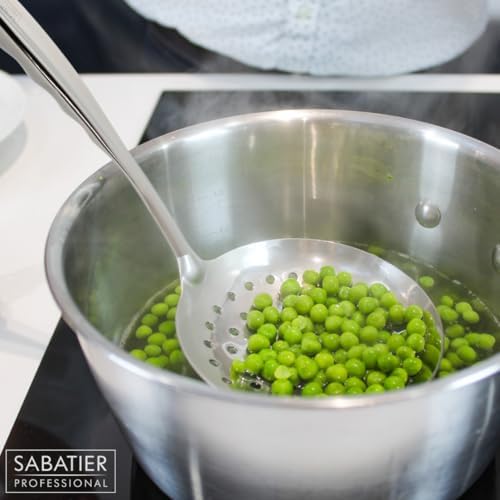 Sabatier Professional Large Metal Skimmer - Mirror Polished Stainless Steel Cooking Spoon for Draining Frying Oil, Serving Boiled Veg Or Pasta. Strong Construction. 5 Year Guarantee, Dishwasher Safe - Image 4