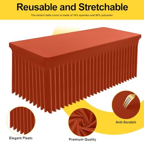 Smiry Spandex Elastic Fitted Table Cloth Skirt for 8FT Rectangle Table - Image 2