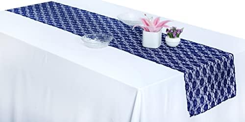 MDS Pack of 12 Wedding 12 x 108 inches Lace Table Runner for Wedding, Decorations for Birthday Parties, Banquets, Graduations, Engagements, Suitable All Dinner Tables - Navy Blue - Image 3