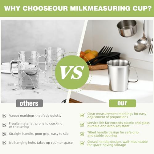 Stainless Steel Measuring Cups 2-Pack, Unbreakable Metal Measuring Cup Set with Easy-Read OZ/ML Marks & Secure Grip Handle, Ideal for Kitchen, Baking, Bar, Party & Pet Food (64 oz+64 oz) - Image 4