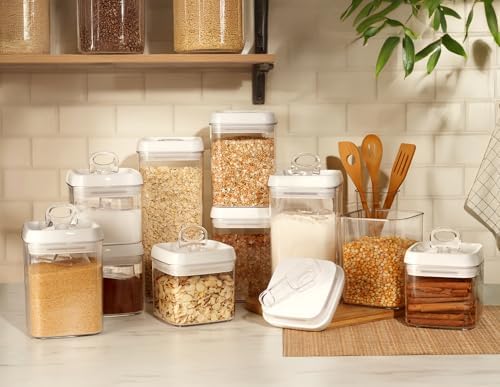 Felli Flip Tite Food Storage Container with Scoop & Lid 5" LARGE Airtight Ring Top, Acrylic Canister for Sugar Flour Baking Powder Rice Pasta, Kitchen Organizer Christmas Gift Set (10pk, Variety) - Image 2