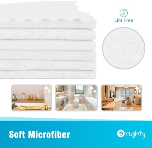 Orighty Microfiber Cleaning Cloth - 24 Pack, White Cleaning Rags 12x11 inch - Image 2