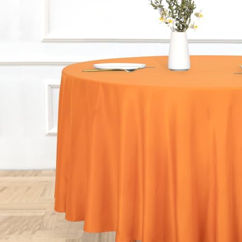 sancua Round Tablecloth, 108 Inch, Orange - Image 2
