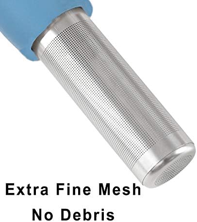 Leden Tea Infuser Cute Tea Strainer for Loose Tea Fine Mesh Stainless Steel Tea Ball Steeper & Diffuser with Silicone Lid for Tea Cup & Mug, with Cleaning Brush Blue