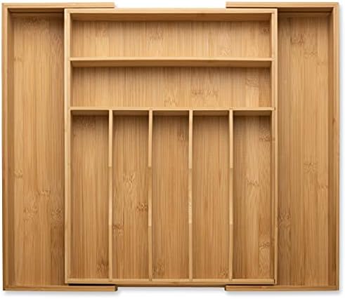 Bamboo Expandable Silverware Holder, Adjustable Cutlery Organizer, Wood Organizers Tray for Flatware, Knives and Utensils - Fits Most Drawers (9 Slots) - Image 6