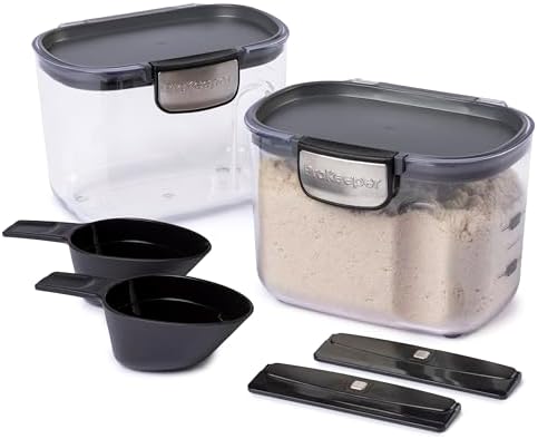 Progressive International ProKeeper+ Clear Plastic Airtight Food Baker's Kitchen Storage Organization Container Canister Set with Magnetic Accessories, 2- Piece Set (Specialty Flour 1.5-Quart) by ProgressiveInternational