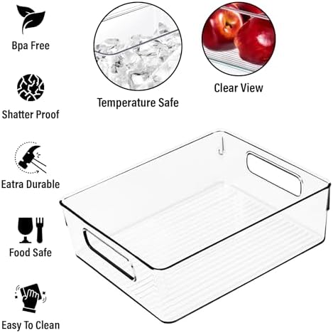 Clear Plastic Storage Bins, Pantry Organizers and Storage or Kitchen Organization and Storage Containers Bins for Organizing, Fridge, Freezer, Bathroom, Pantries, Refrigerator, Cabinet Organizer Bin - Image 2