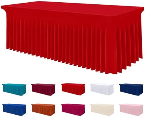 Smiry Spandex Elastic Fitted Table Cloth Skirt for 8FT Rectangle Table by Smiry