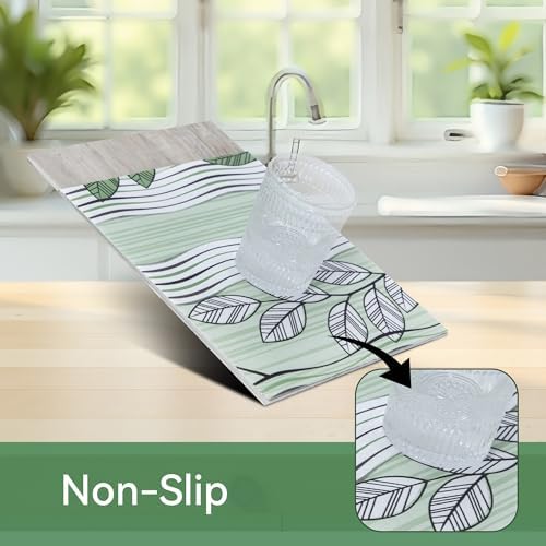 FIFTY FEET Green Leaves Shelf Liner for Kitchen Cabinets, 12 x 120 Inch x 10 Roll Non Adhesive Non Slip Drawer Liner, Washable Cabinet Liner for Shelves & Drawers - Image 2