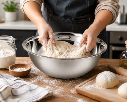 YBM HOME 5 Quart Stainless Steel Premium Mixing Bowl – Heavy Duty Deep Prep Bowl for Baking, Cooking, Dough Mixing, Salad Serving & Commercial Kitchen Use - Image 4
