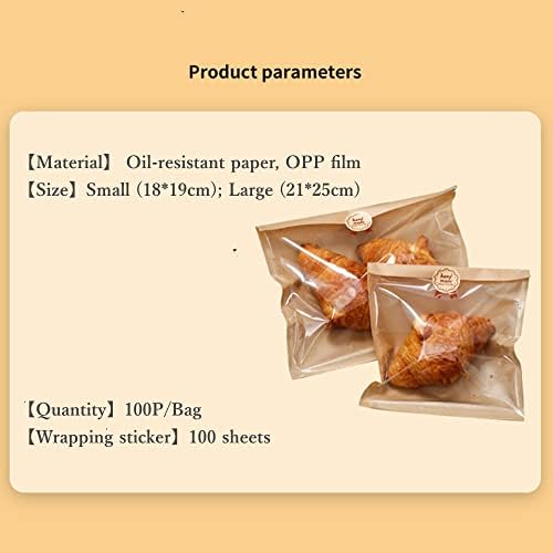 Kraft Bread Bags with Window - Toast Bag Packaging (100 Pieces) (7.1 * 7.5 inches) - Image 7