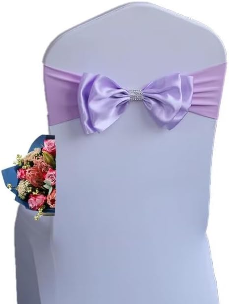12 PCS Spandex Chair Sash Bow Tied,Elastic Sashes Chair Bands for Wedding Party Reception Events Celebration Banquets Hotel Event Decorations Chairs Decoration(Rose Violet) by DDCBNS