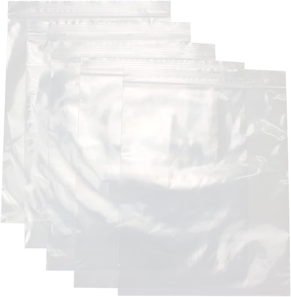 8" X 10" (100 Bags) 2 Mil Clear Reclosable Zip Plastic Poly Bags, Quart with Resealable Lock Seal Zipper