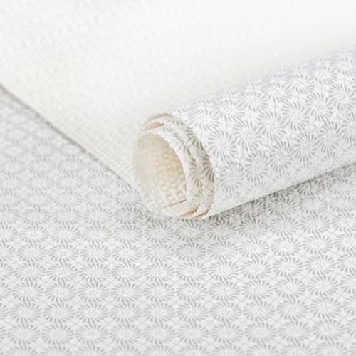 FIFTY FEET 18"x96" Non-Adhesive Shelf Liner for Kitchen Cabinets and Drawers, Washable Non-Slip PVC Cabinet Liner (White Circle)(4 Roll) by FIFTYFEET