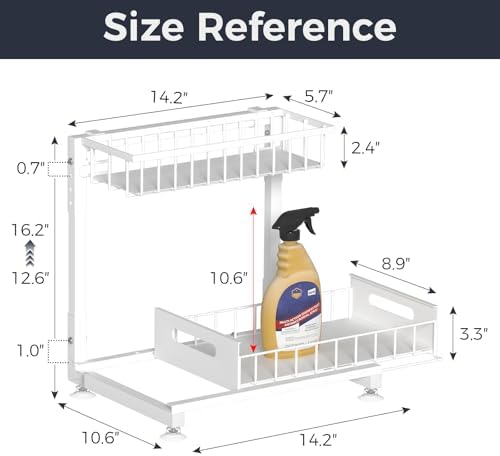 Saydear L-Shaped Under Sink Organizer, 2-Tier Pull-out Cabinet Rack 1-Pack - Image 6