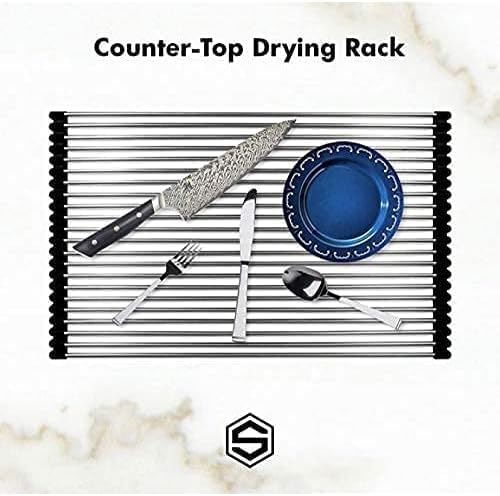 Strictly Sinks Stainless Steel Roll Up Dish Drying Rack – Silver 16 Inch Over The Sink Drying Rack Ideal for Apron Workstation Sinks Only – Multipurpose Foldable Dish Rack (16-3/8″ x 13″ x 3/8″) - Image 7