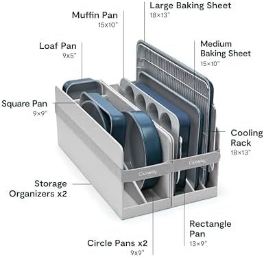Caraway 11-Piece Non-Stick Ceramic Bakeware Set | Baking Sheets, Assorted Baking Pans, Cooling Rack, and Storage, Aluminized Steel Body, Non-Toxic, PTFE and PFOA Free, Navy - Image 3