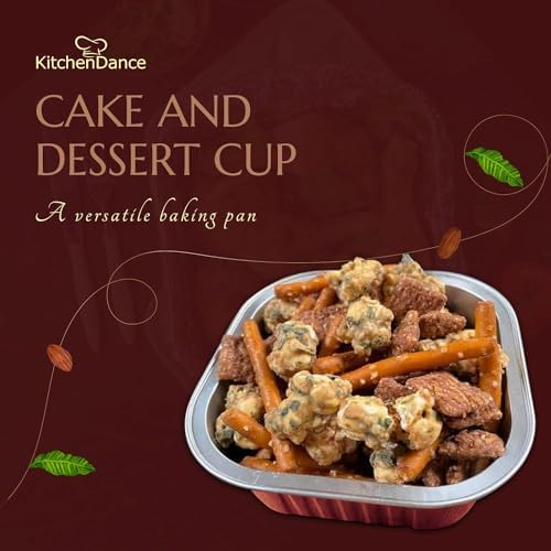 KitchenDance Disposable Foil Cake and Dessert Cup Set with Lid - 4.5 x 4.5" Square Cake Baking Pan for Hotels, Restaurants - Heavy Duty Aluminum Pan for Baking and Preparing Food, #A-24P (50, Red) - Image 2