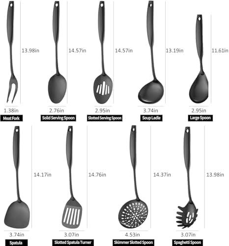 Lazycorner Kitchen Utensil Set 9-Piece Stainless Steel 304 Polished Mirror Finish Cooking Spoons, Slotted Spoon, Turner, Spatula, Pasta Spoon– Dishwasher Safe, Rust-Resistant - Image 2