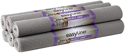 EasyLiner Select Grip Shelf Liner - Easy to Install & Cut to Fit - Non Slip, Non Adhesive, Drawer Shelf & Cabinet Liner for Kitchen, Bathroom, Pantry Cupboards, 20 in x 6 ft (6 Rolls), 36 ft, Gray by DuckBrand