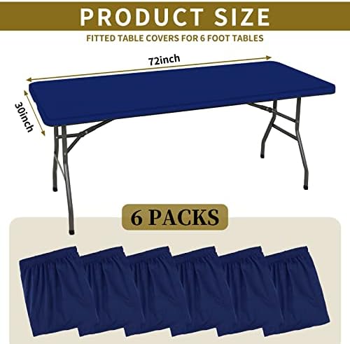 6 Pack Stretch Table Top Cap Cover, Navy Blue, 30" x 72" - Image 2