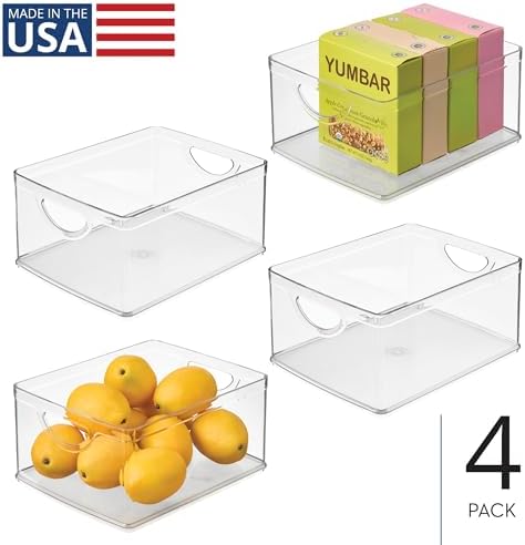 iDesign Plastic Stackable Kitchen Cabinet Storage Bin, Clear, 4-Pack | With Handles, Pantry Organizer - Image 2