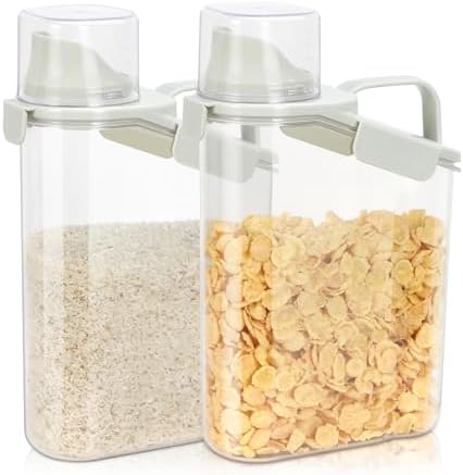 TBMax Rice Container Cereal Storage Container 2 Pack 3.2-Quart, Kitchen Pantry Dry Food Storage Holder with Easy-Pouring Spout & Handy Cup, Small Pet Dog Cat Food Dispenser for Daily Feeding by TBMax