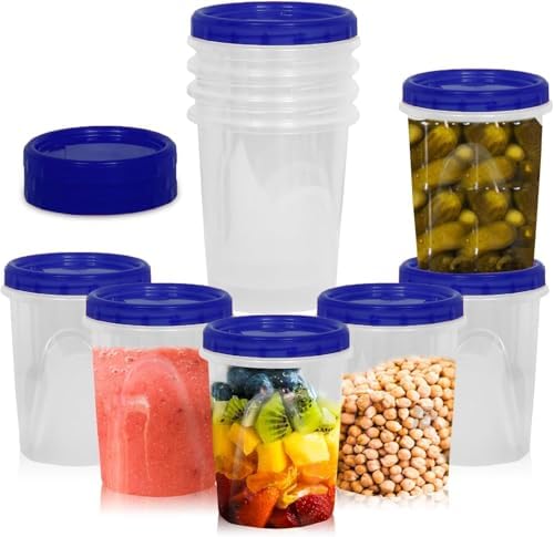 32 oz - 96 Pack Twist Top Food Deli Containers Screw And Seal Lids, Stackable Reusable Quality Plastic Storage Containers with Screw-on Lids - BPA Free BULK - Image 3