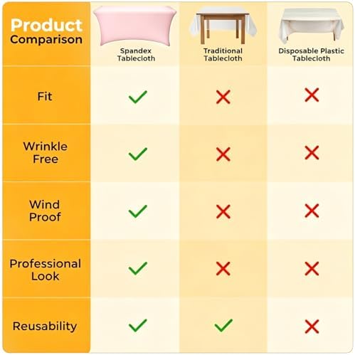 8ft Stretch Spandex Table Cover for Standard Folding Tables[6 packs, Pink] - Image 7